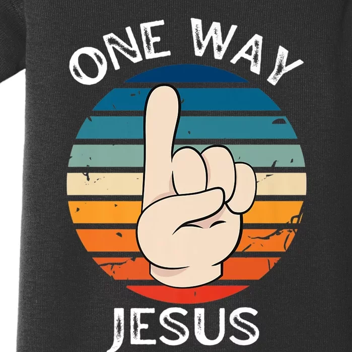 One Way Jesus People Christian Revolution Finger Up Retro Premium Baby Bodysuit