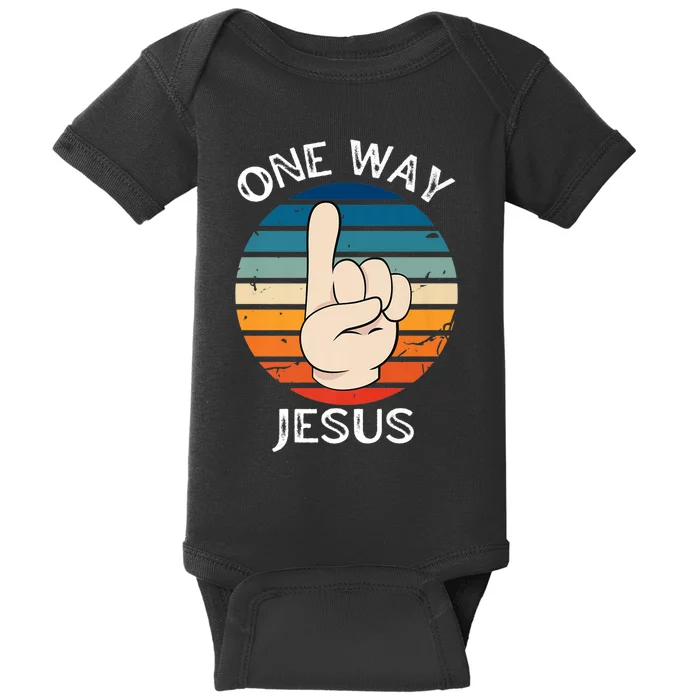 One Way Jesus People Christian Revolution Finger Up Retro Premium Baby Bodysuit