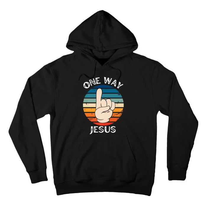 One Way Jesus People Christian Revolution Finger Up Retro Premium Tall Hoodie