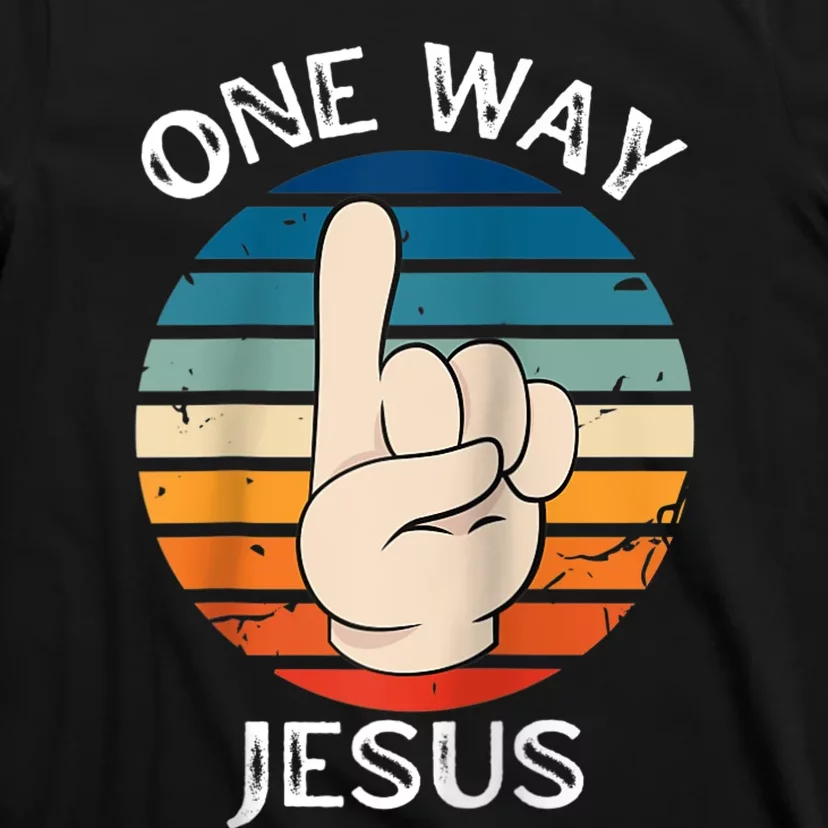 One Way Jesus People Christian Revolution Finger Up Retro Raglan Baseball Tee T-Shirt