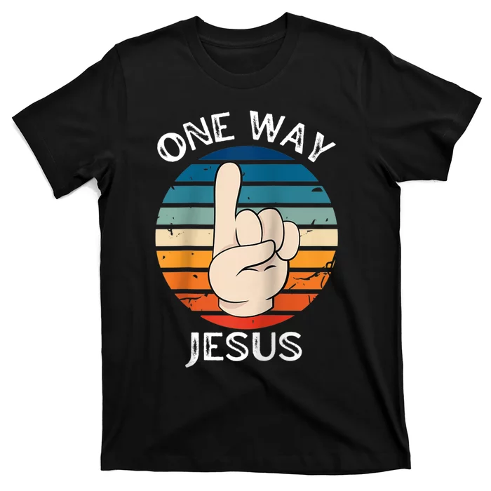 One Way Jesus People Christian Revolution Finger Up Retro Raglan Baseball Tee T-Shirt