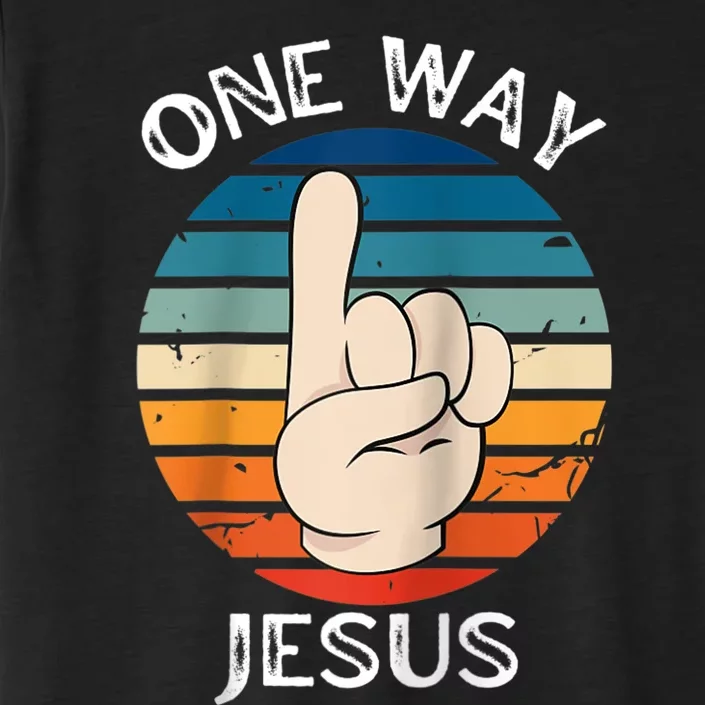 One Way Jesus People Christian Revolution Finger Up Retro Raglan Baseball Tee ChromaSoft Performance T-Shirt