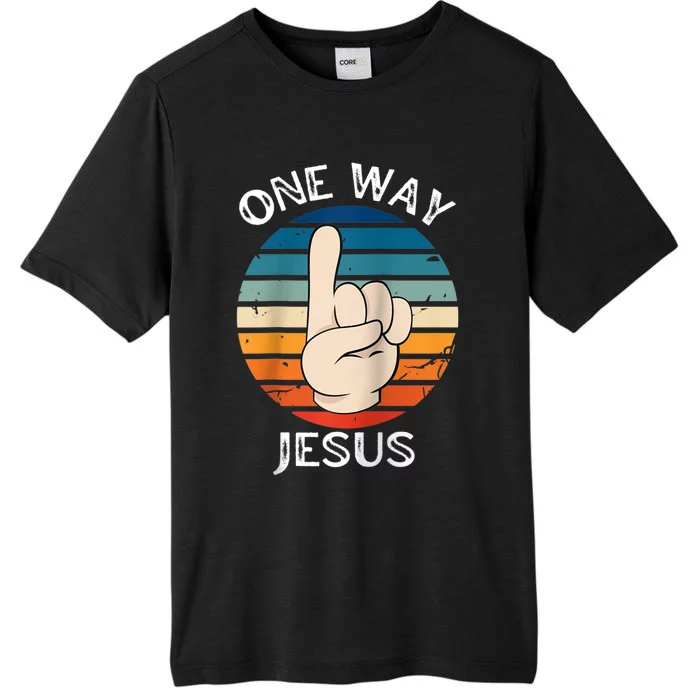 One Way Jesus People Christian Revolution Finger Up Retro Raglan Baseball Tee ChromaSoft Performance T-Shirt