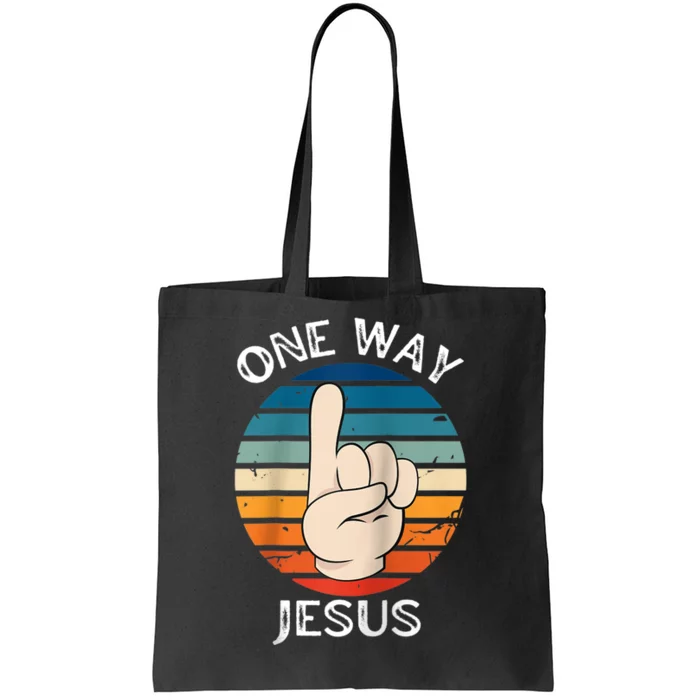 One Way Jesus People Christian Revolution Finger Up Retro Raglan Baseball Tee Tote Bag