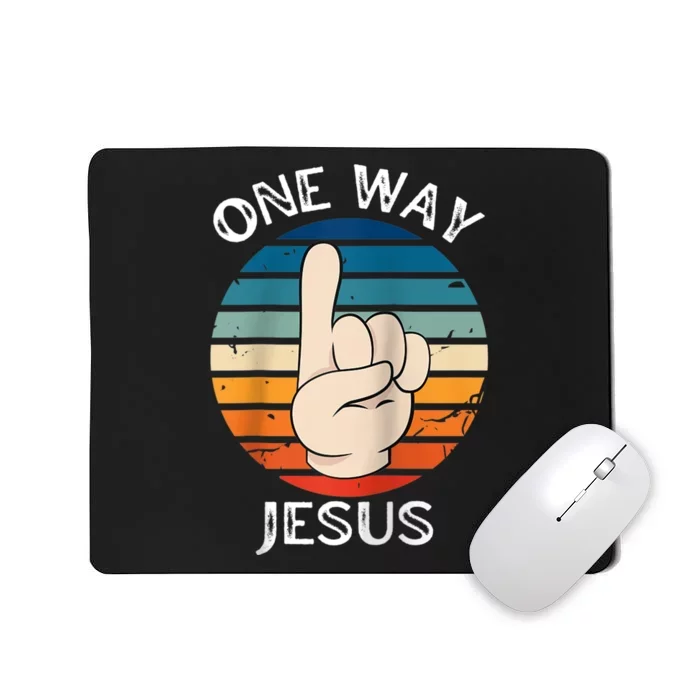 One Way Jesus People Christian Revolution Finger Up Retro Raglan Baseball Tee Mousepad