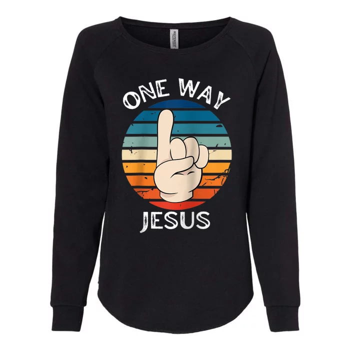 One Way Jesus People Christian Revolution Finger Up Retro Raglan Baseball Tee Womens California Wash Sweatshirt