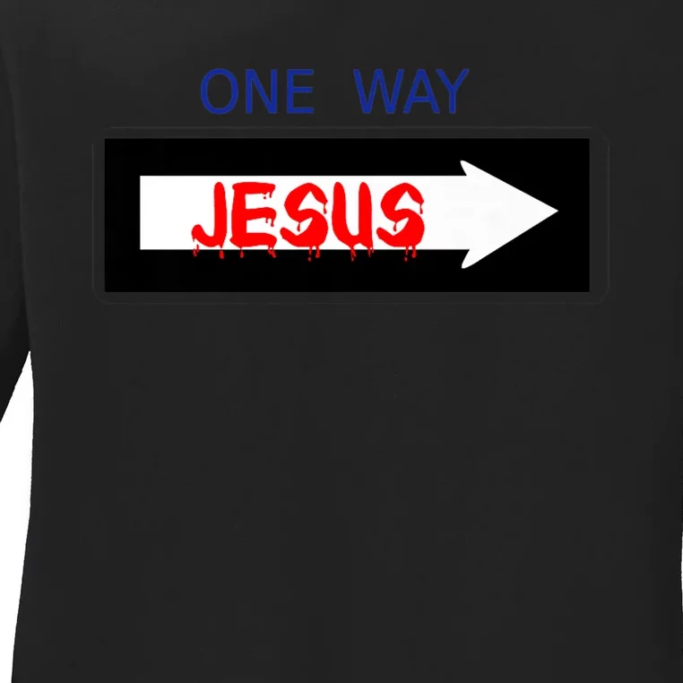 One Way - Jesus - Cross nerd christian faith - Jesus4m3 Premium Ladies Long Sleeve Shirt