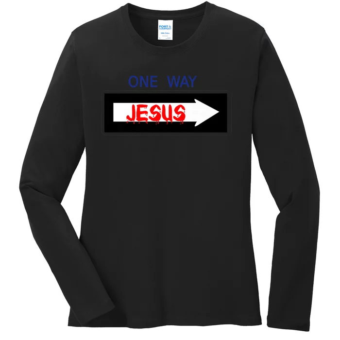 One Way - Jesus - Cross nerd christian faith - Jesus4m3 Premium Ladies Long Sleeve Shirt