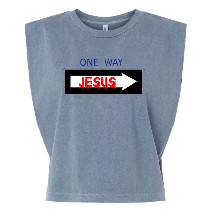 One Way - Jesus - Cross nerd christian faith - Jesus4m3 Premium Garment-Dyed Women's Muscle Tee