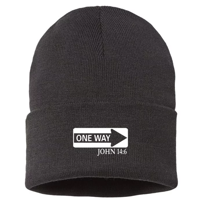 One Way John 146 Jesus Sustainable Knit Beanie