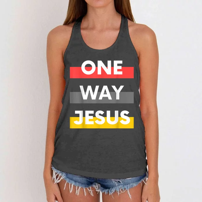 One Way Jesus | Christian Worship Fashion God Pray Bible Women's Knotted Racerback Tank