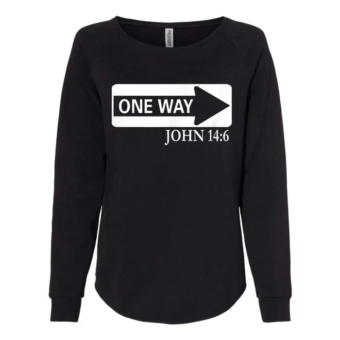 One way John 14:6 Jesus Christian Christmas Womens California Wash Sweatshirt