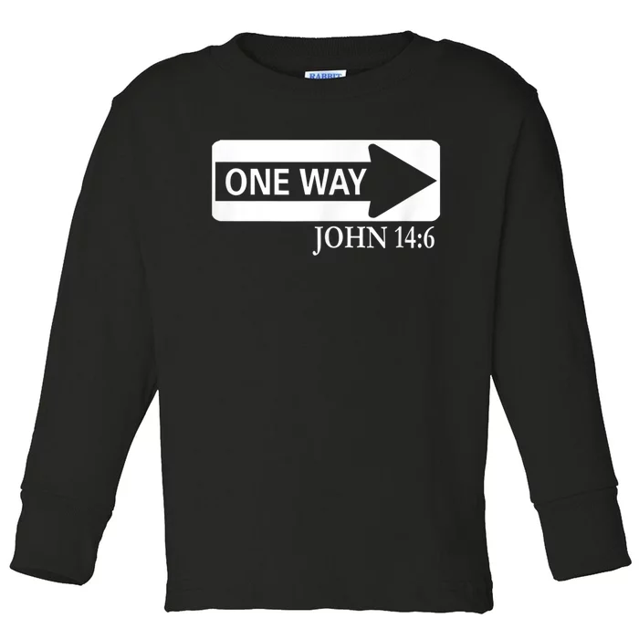 One way John 14:6 Jesus Christian Christmas Toddler Long Sleeve Shirt