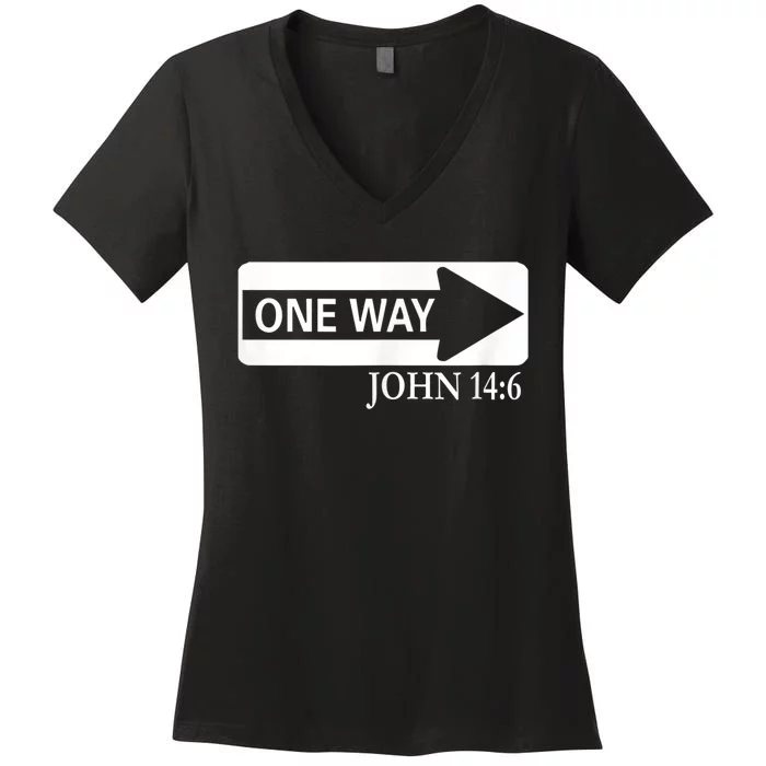 One way John 14:6 Jesus Christian Christmas Women's V-Neck T-Shirt