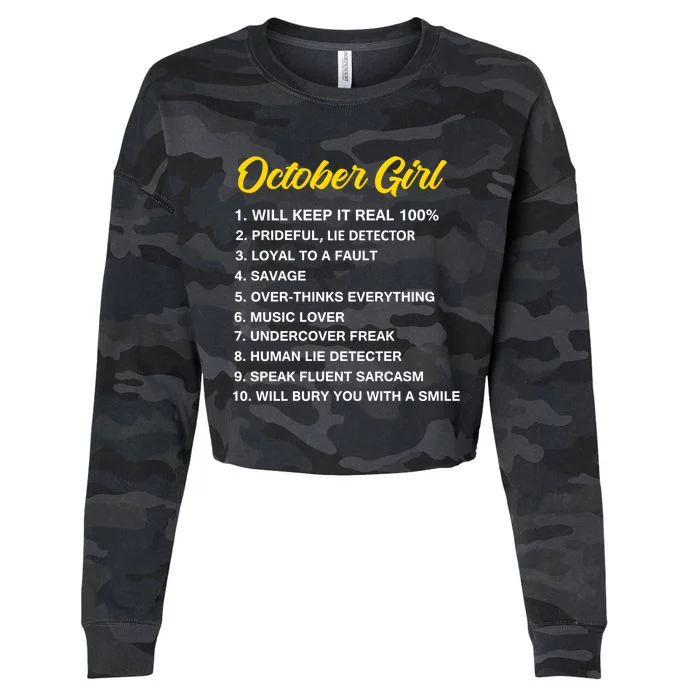 October Will Keep It Real 100% Libra Scorpio Birthday Great Gift Cropped Pullover Crew