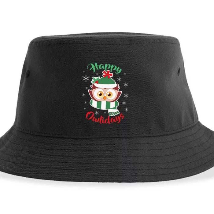 Owl Christmas Happy Owlidays Sustainable Bucket Hat