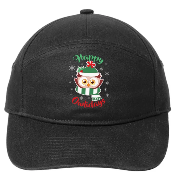 Owl Christmas Happy Owlidays 7-Panel Snapback Hat