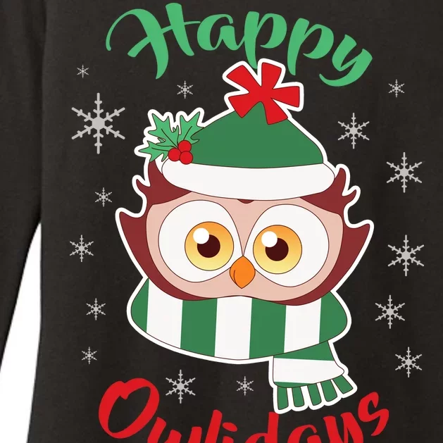 Owl Christmas Happy Owlidays Womens CVC Long Sleeve Shirt