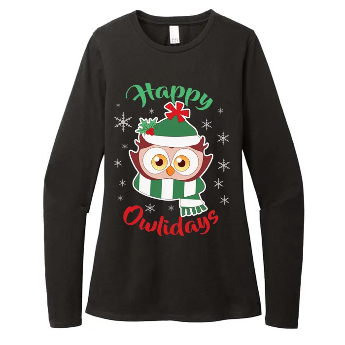 Owl Christmas Happy Owlidays Womens CVC Long Sleeve Shirt