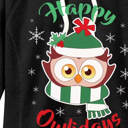 Owl Christmas Happy Owlidays Women's Fleece Hoodie