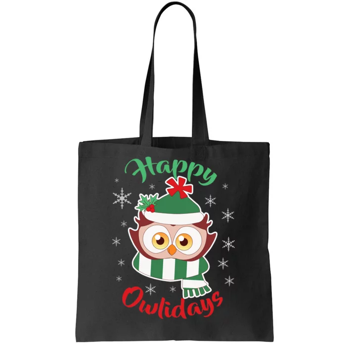 Owl Christmas Happy Owlidays Tote Bag