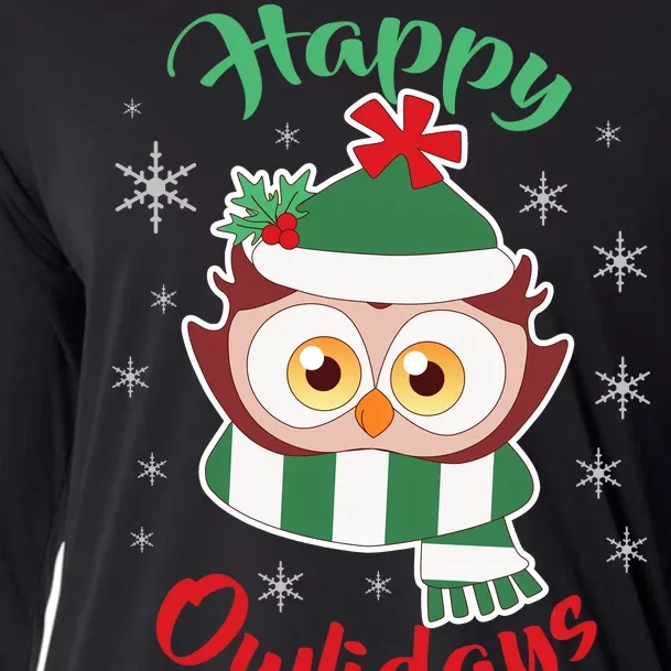 Owl Christmas Happy Owlidays Cooling Performance Long Sleeve Crew