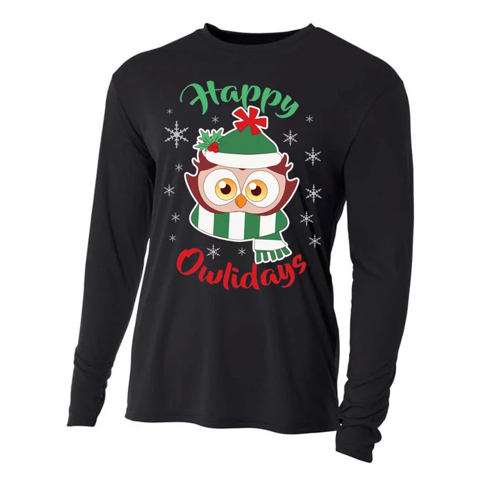 Owl Christmas Happy Owlidays Cooling Performance Long Sleeve Crew