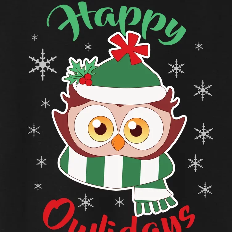 Owl Christmas Happy Owlidays Women's Crop Top Tee