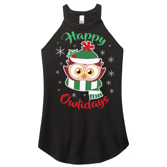 Owl Christmas Happy Owlidays Women’s Perfect Tri Rocker Tank