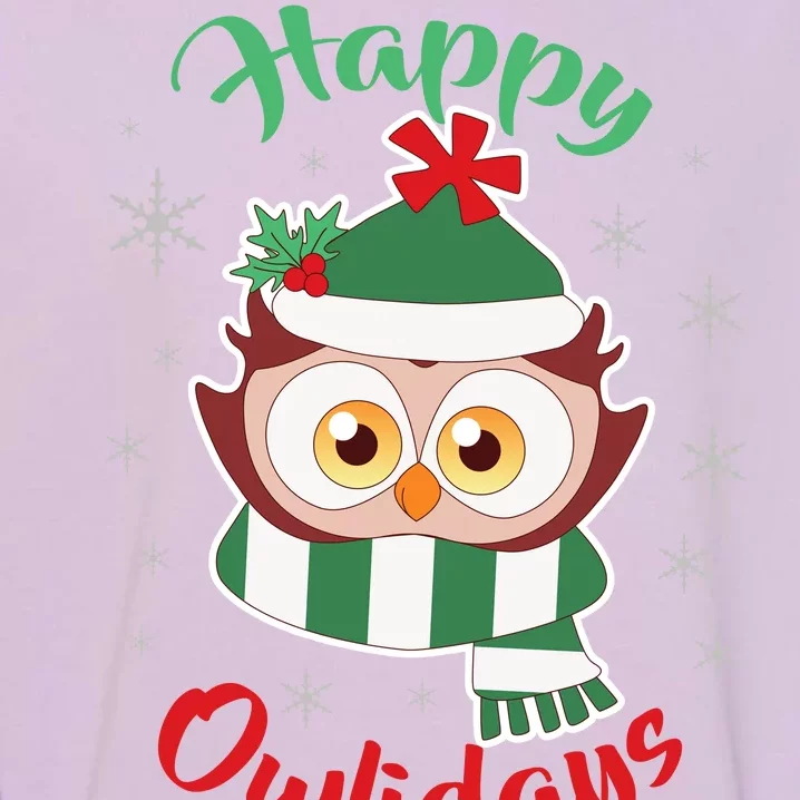 Owl Christmas Happy Owlidays Garment-Dyed Sweatshirt