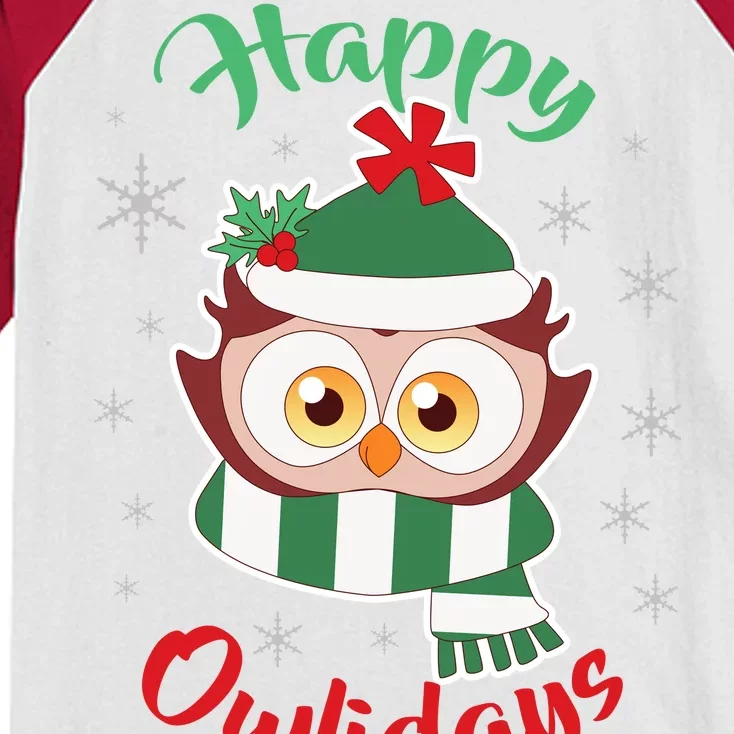 Owl Christmas Happy Owlidays Kids Colorblock Raglan Jersey