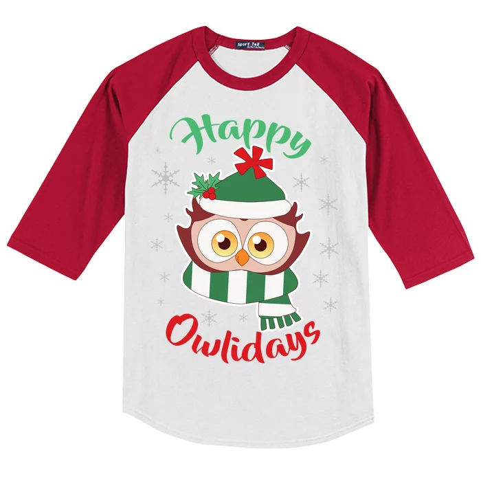 Owl Christmas Happy Owlidays Kids Colorblock Raglan Jersey