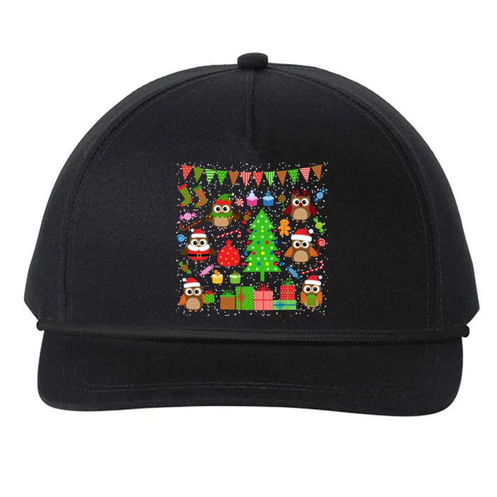 Owl Christmas Party Mashup Snapback Five-Panel Rope Hat