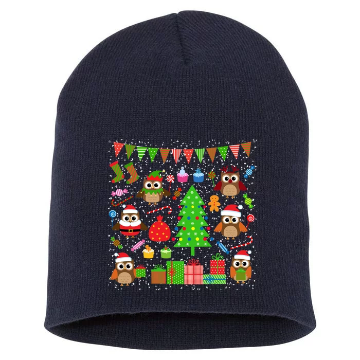 Owl Christmas Party Mashup Short Acrylic Beanie