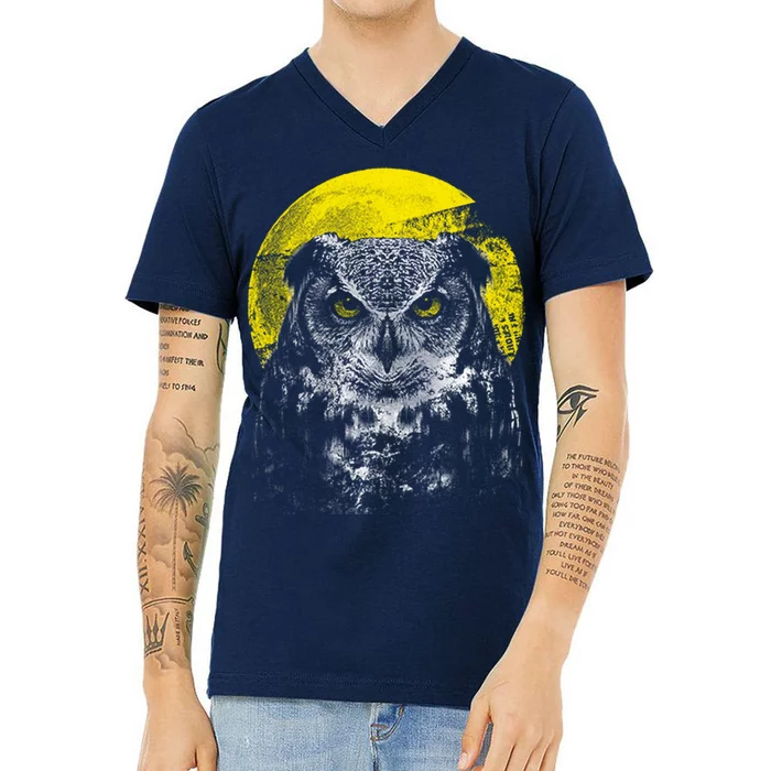 Owl Moon Light V-Neck T-Shirt