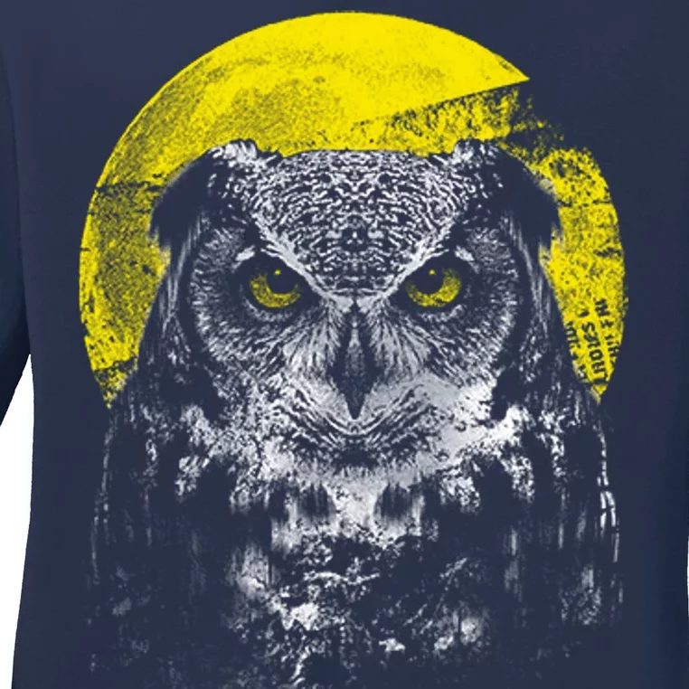 Owl Moon Light Ladies Long Sleeve Shirt