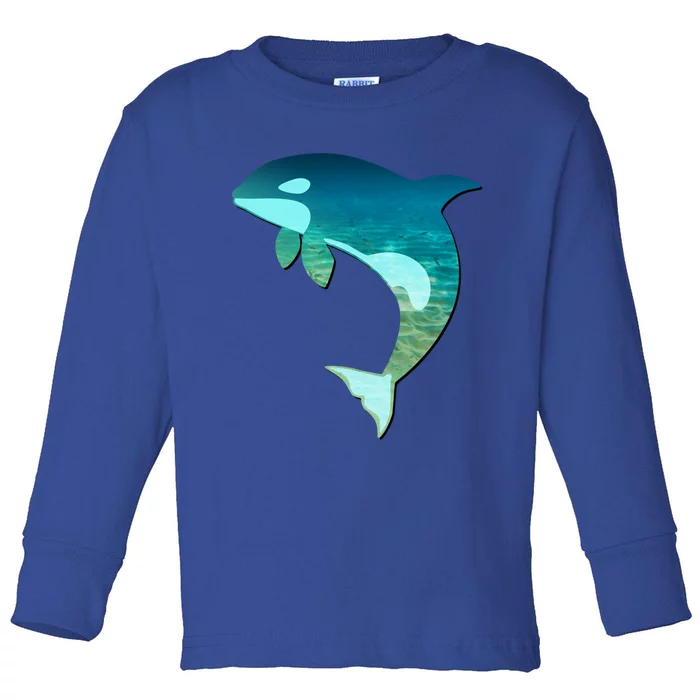 Orca Whale Lovers Silhouette Earth Day And Ocean Week Gift Toddler Long Sleeve Shirt