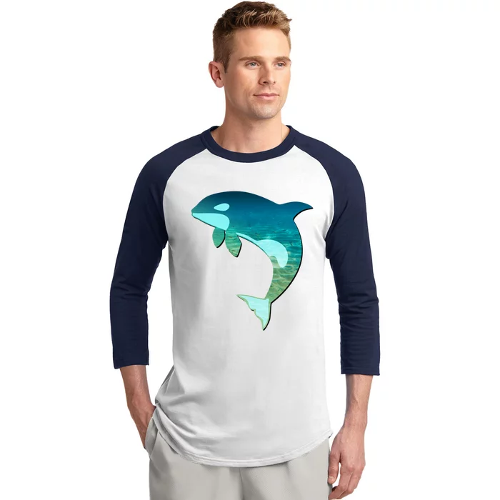 Orca Whale Lovers Silhouette Earth Day And Ocean Week Gift Baseball Sleeve Shirt