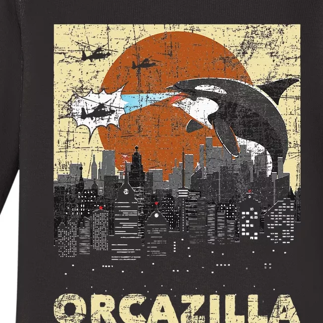 Orcazilla Whale Lover Ocean Marine Biologist Whales Baby Long Sleeve Bodysuit