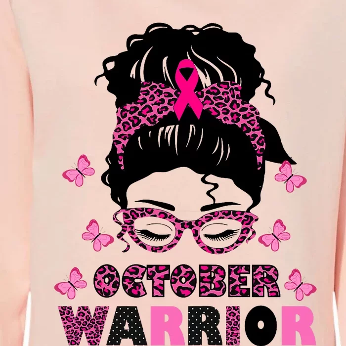 October Warrior Messy Bun Breast Cancer Awareness Womens California Wash Sweatshirt