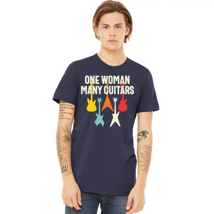 One Woman Many Guitars Romantic Guitarist Premium T-Shirt