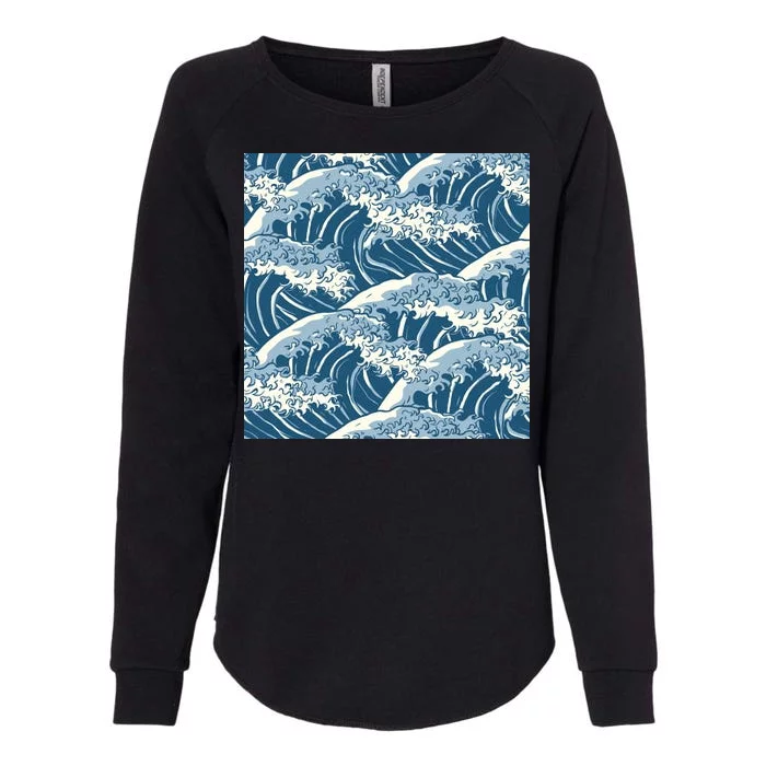 Ocean Wave Pattern Womens California Wash Sweatshirt