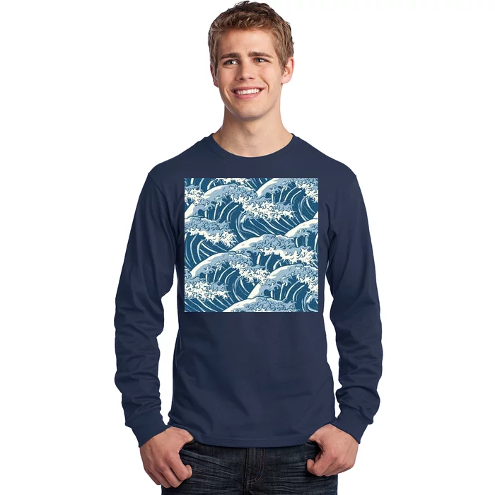 Ocean Wave Pattern Long Sleeve Shirt