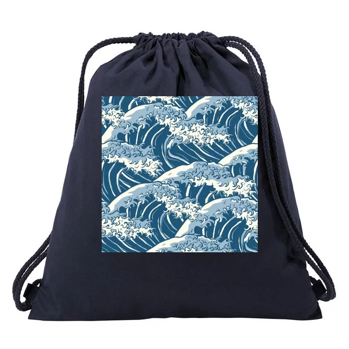 Ocean Wave Pattern Drawstring Bag