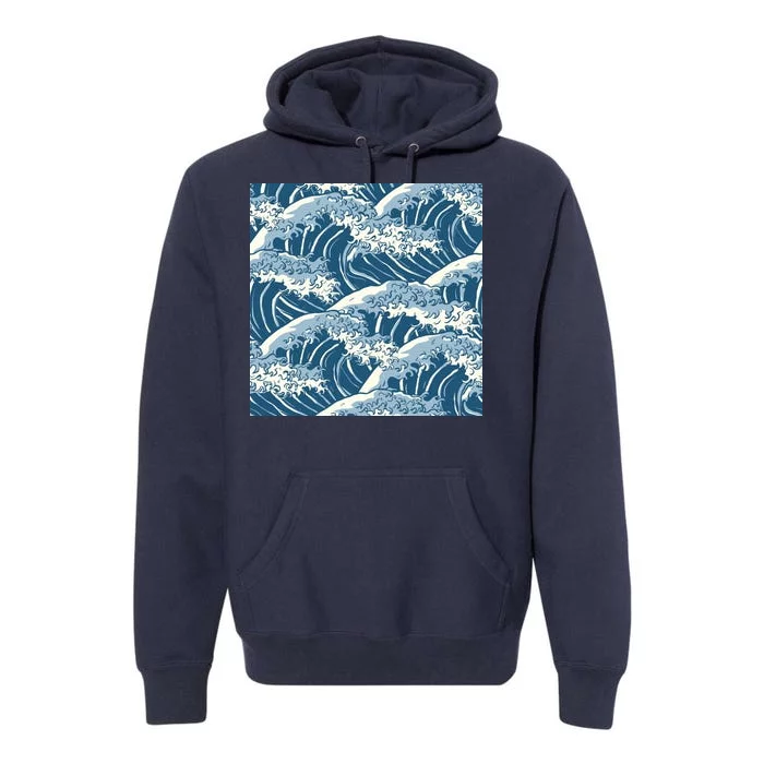 Ocean Wave Pattern Premium Hoodie