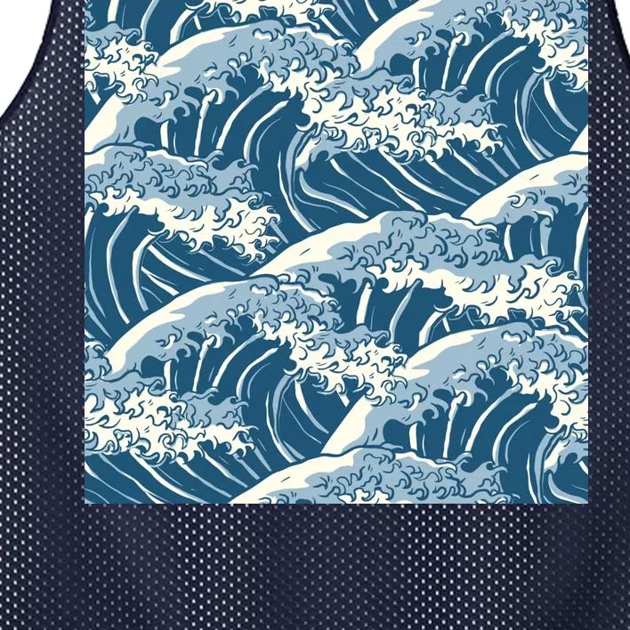 Ocean Wave Pattern Mesh Reversible Basketball Jersey Tank