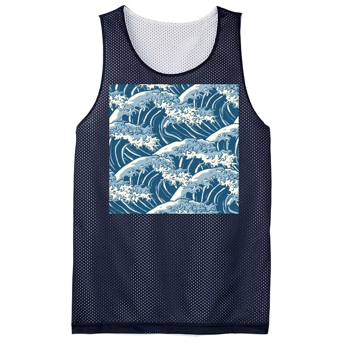 Ocean Wave Pattern Mesh Reversible Basketball Jersey Tank