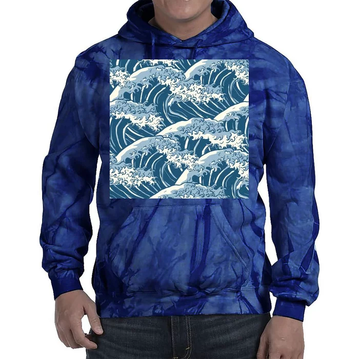 Ocean Wave Pattern Tie Dye Hoodie