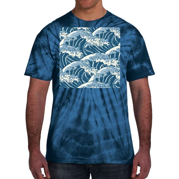 Ocean Wave Pattern Tie-Dye T-Shirt