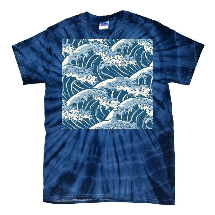 Ocean Wave Pattern Tie-Dye T-Shirt